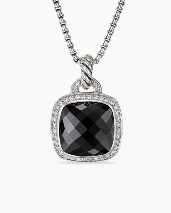 Albion Pendant Sterling Silver with Black Onyx and Diamonds, 14mm