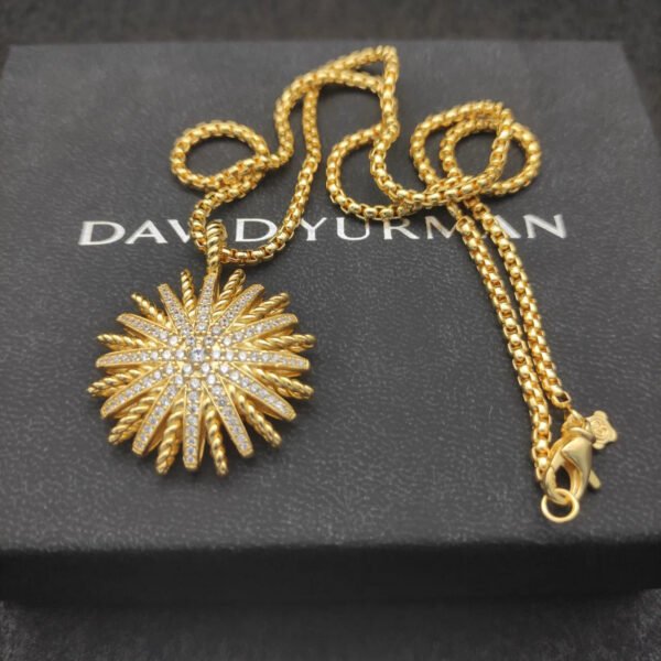 David Yurman  18K Yellow White Gold Diamond Large Starburst Pendant