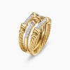 Petite Helena Wrap Three Row Ring 18K Yellow Gold with Diamonds, - 6