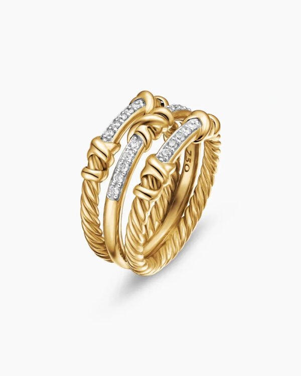 Petite Helena Wrap Three Row Ring 18K Yellow Gold with Diamonds, - 6