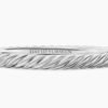 Sculpted Cable Bangle Bracelet 18K White Gold, 6.2mm