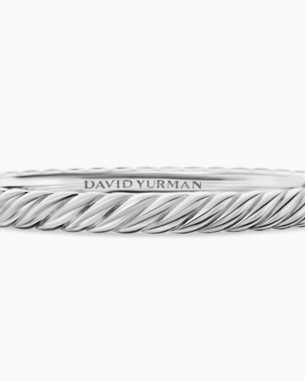 Sculpted Cable Bangle Bracelet 18K White Gold, 6.2mm