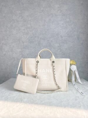 Chanel Small Shopping Bag Silver Hardware Cream For Women, Women&rsquo;s Handbags, Shoulder Bags 15.2in/39cm AS3257