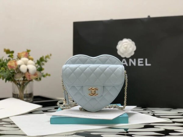 Chanel Mini Heart Bag Grey For Women 7in/18cm AS3191 B07958