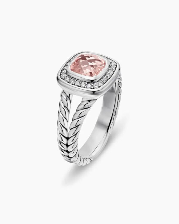 Petite Albion&reg; Ring Sterling Silver with Morganite and Diamonds - 6