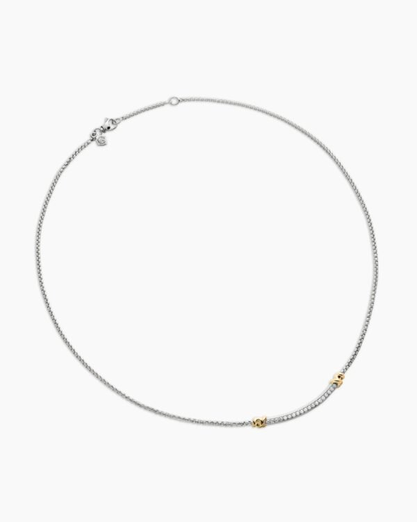 Petite Helena Wrap Station Necklace Sterling Silver with 18K Yellow Gold and Diamonds, 29mm