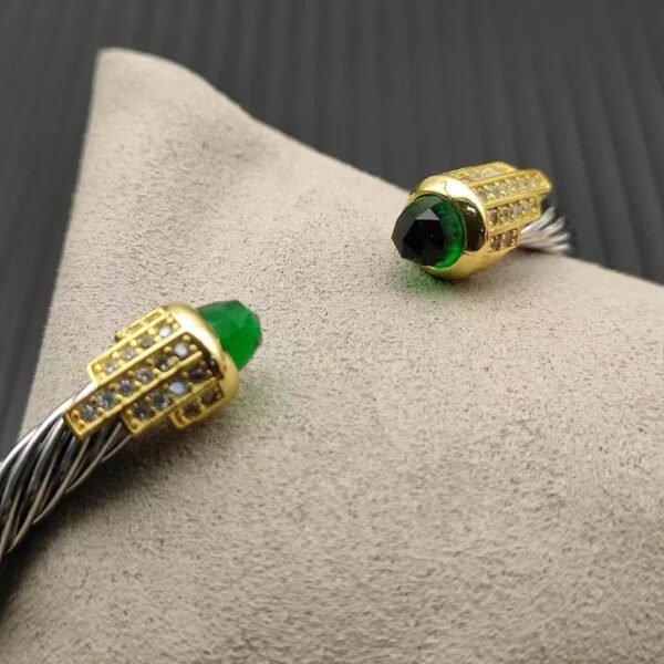 5mm Cable Bracelet with Peridot & Diamond Accents