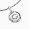 Initial Charm Necklace Sterling Silver with Diamond G