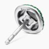Cushion Stud Earrings 18K White Gold with Pav&eacute; Emeralds, 8mm