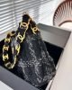 CHANEL Cashmere Tweed Quilted Hobo Black Grey