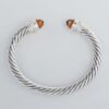 Classic Cable Bracelet Sterling Silver and Citrine with Diamonds, 7mm