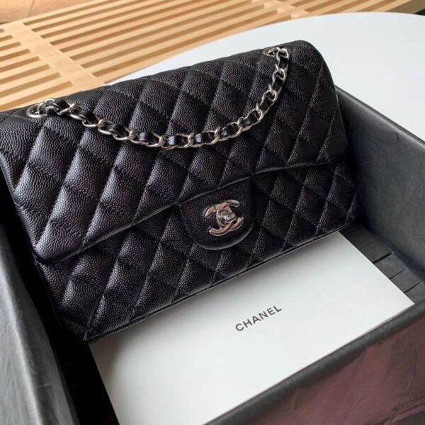 Chanel Classic Handbag Silver Hardware BlackFor Women, Women&rsquo;s Bags, Shoulder And Crossbody Bags 10.2in/26cm A01112