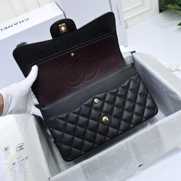 Chanel Large Classic Handbag Grained Calfskin & Gold-Tone Metal A58600