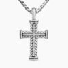 Chevron Cross Pendant Sterling Silver with Diamonds