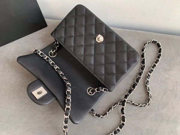 Chanel Small Classic Handbag Silver Toned Hardware Black For Women, Women&rsquo;s Bags, Shoulder and Crossbody Bags 7.8in/20cm A01113