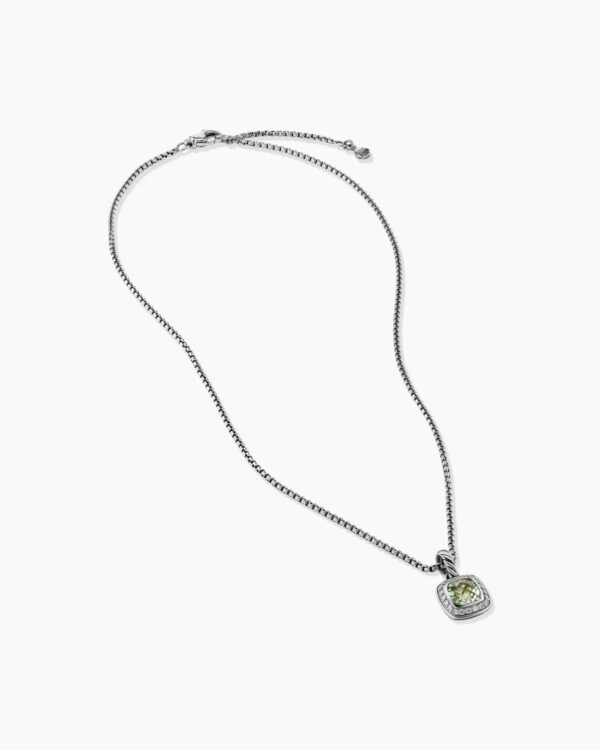 BC2DBBEB-F36E-9C60-EE1E-D0079AAA1798.jpg Petite Albion Pendant Necklace Sterling Silver with Prasiolite and Diamonds, 7mm