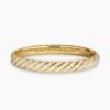 Sculpted Cable Bangle Bracelet 18K Yellow Gold with Diamonds,  6.2mm