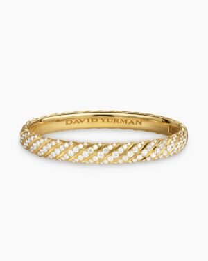Sculpted Cable Bangle Bracelet 18K Yellow Gold with Diamonds,  6.2mm