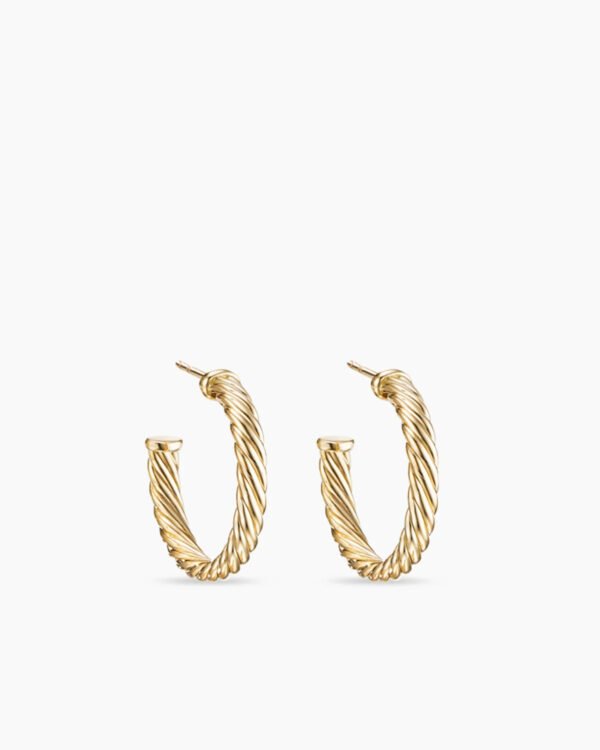 BD6DD1B4-1360-9EBB-7F6F-99205E26EBF0.jpg Cablespira Hoop Earrings 18K Yellow Gold, 3/4in