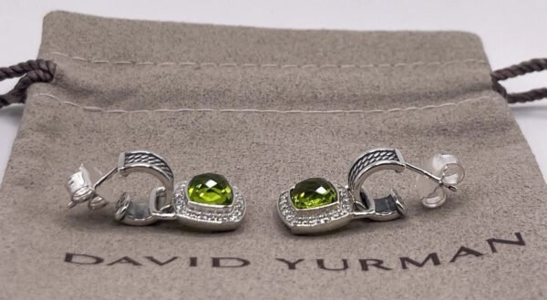 Albion&reg; Drop Earrings Sterling Silver with Green Onyx and Diamonds