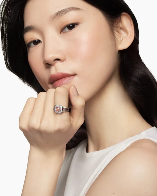 Petite Albion&reg; Ring Sterling Silver with Morganite and Diamonds - 6