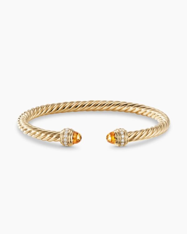 Classic Cablespira&reg; Bracelet 18K Yellow Gold with Citrine and Diamonds, 5mm