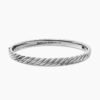 Sculpted Cable Bangle Bracelet 18K White Gold, 6.2mm