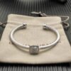 David Yurman  Sterling Silver Diamond 4mm Noblesse Cable Bracelet