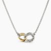 Belmont&reg; Curb Link Necklace Sterling Silver with 18K Yellow Gold, 20mm