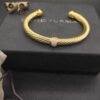 Classic Cable Station Bracelet 18K Yellow Gold and Pave Diamonds, 7mm