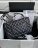 Chanel Classic Handbag Grained Calfskin & Silver Metal A01112