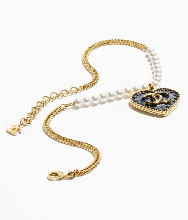 Heart Shaped Double Row Pearl Double C Bracelet