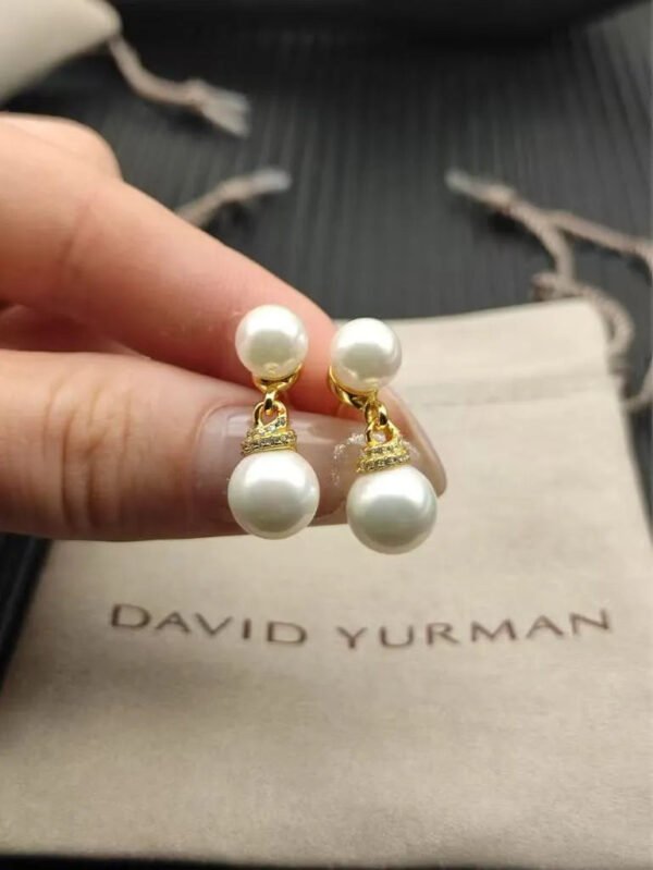 Double Pearl Pave 18K Gold Diamond Earrings