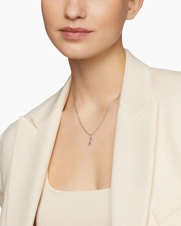 Cable Collectibles&reg; Ribbon Necklace Sterling Silver with Pink Sapphires, 24.4mm