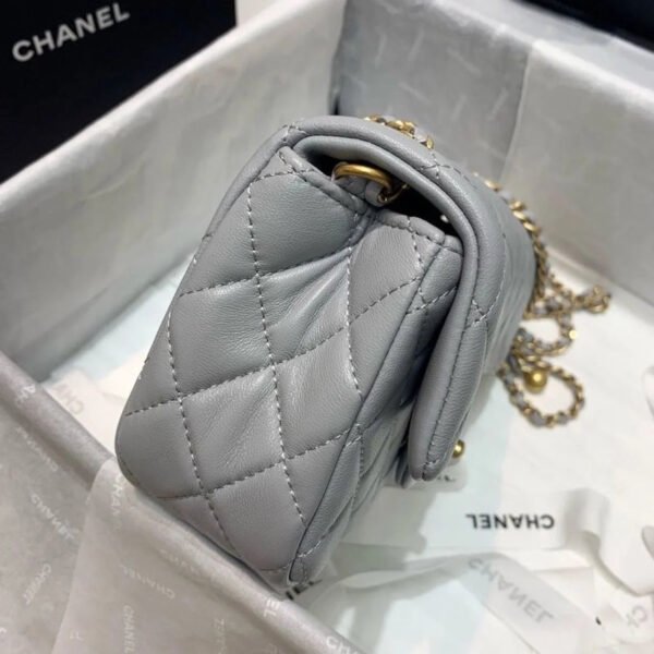 Chanel Flap Bag With CC Ball On Strap Grey For Women, Women&rsquo;s Handbags, Shoulder And Crossbody Bags 7.8in/20cm AS1787
