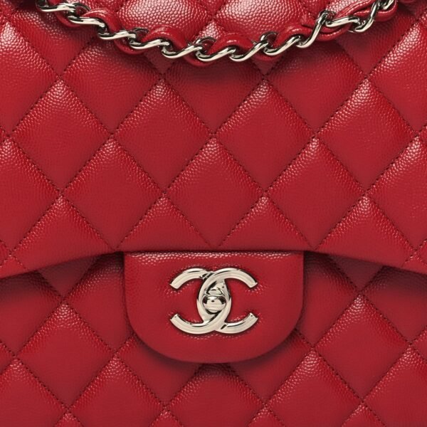 Caviar Quilted Jumbo Double Flap Red