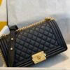 Chanel Boy Chanel Chain Shoulder Bag A67086 Caviar Skin Black Used Women Shw