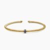 Classic Cablespira&reg; Station Bracelet 18K Yellow Gold with Pav&eacute; Blue Sapphires, 3mm