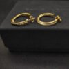 Pav&eacute; Crossover Hoop Earrings 18K Yellow Gold with Diamonds