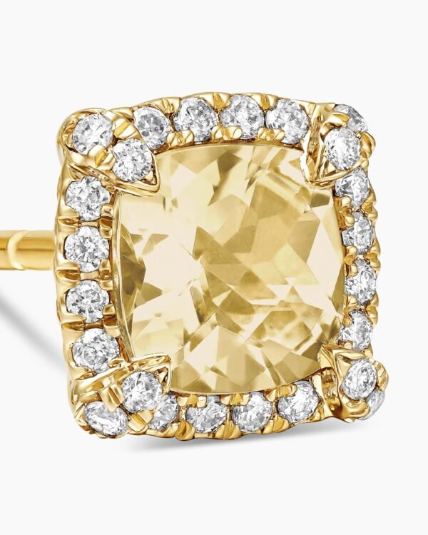 C1F87764-C845-0D6D-A70F-65EA5B54DAD7.jpg Petite Chatelaine® Pavé Bezel Stud Earrings 18K Yellow Gold with Champagne Citrine and Diamonds, 5mm