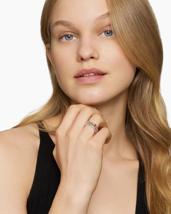 C2F29CA5-30F5-ABE9-CC43-B531ADA62583.jpg X Crossover Band Ring Sterling Silver with 18K Yellow Gold - 6