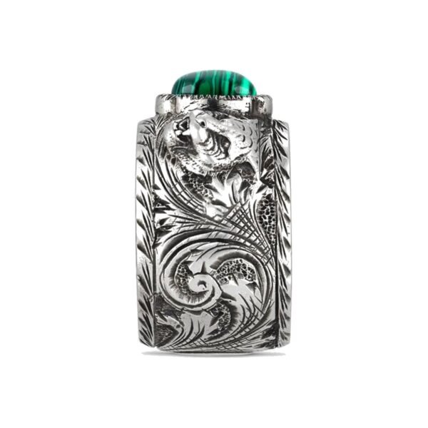 Small Feline Head Sterling Silver Ring