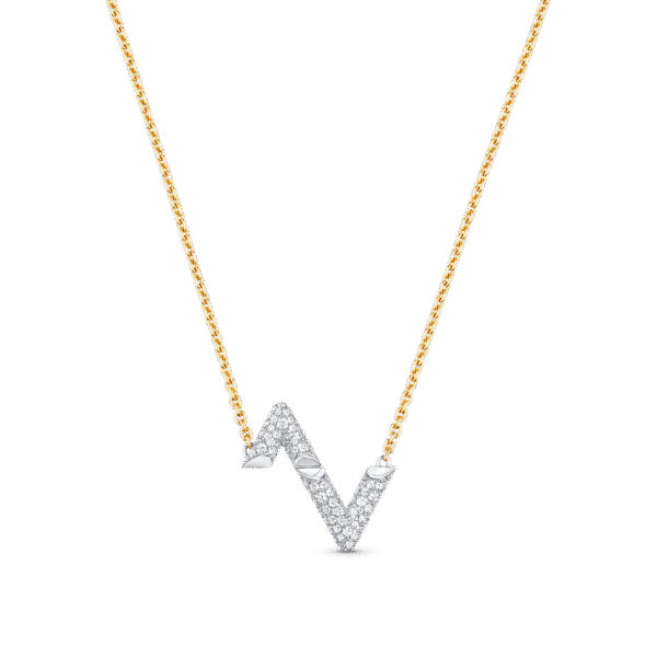 Volt Upside Down Pendant, Yellow Gold, White Gold And Diamonds