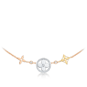 Idylle Blossom XL Necklace, 3 golds and diamonds