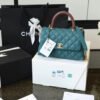 Chanel Medium Flap Bag With Top Handle Teal For Women, Womens Handbags, Shoulder And Crossbody Bags 9in/23cm A92990