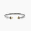 Classic Cable Bracelet Sterling Silver with 14K Yellow Gold and Prasiolite, 5mm