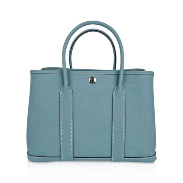 C5DEF858-A1AD-6B6F-7C1E-9AFD09A762F9.jpg Bag Garden Party 30 Bag Ciel / Vache Country Leather Palladium New w/Box