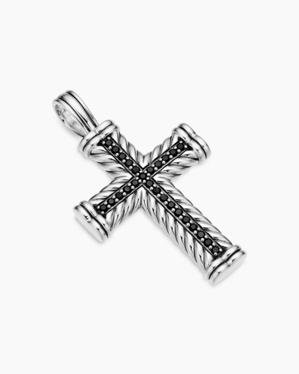 C5EB2401-A465-A761-6CC2-20B03BF09E57.jpg Chevron Cross Pendant Sterling Silver with Black Diamonds