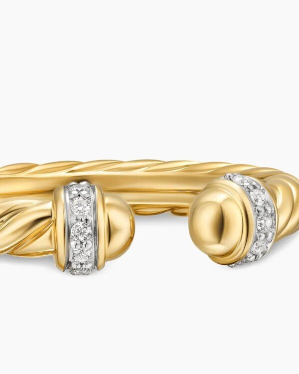 Cable Band Open Ring 18K Yellow Gold with Diamonds - 6