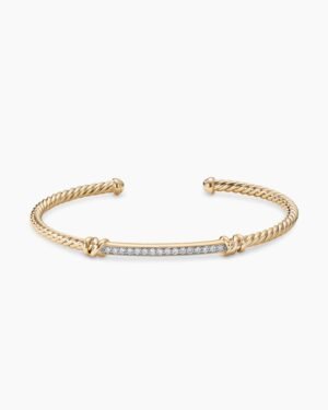 Petite Helena Cablespira Station Bracelet 18K Yellow Gold with Diamonds, 3mm
